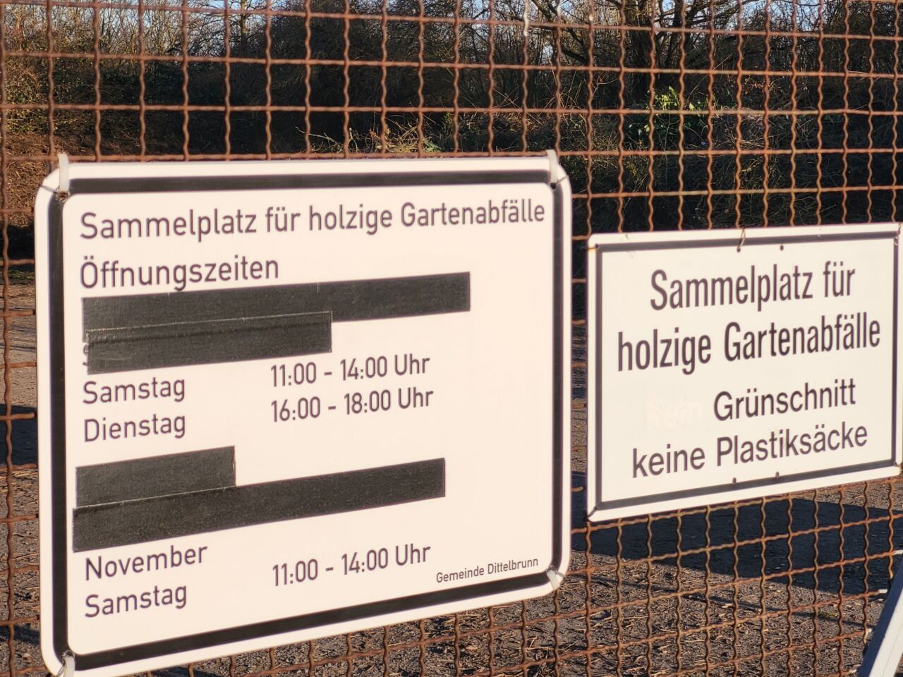 Sammelplatz für holzige Gartenabfälle in Dittelbrunn
