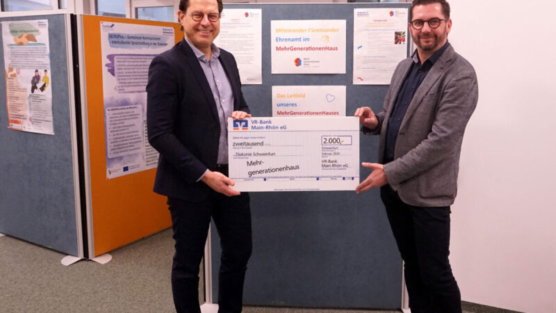 VR-Bank unterstützt das Mehrgenerationenhaus der Diakonie Schweinfurt